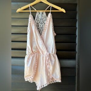 Flora Nikrooz Pink Sleep Romper Small Silky Lace Romantic